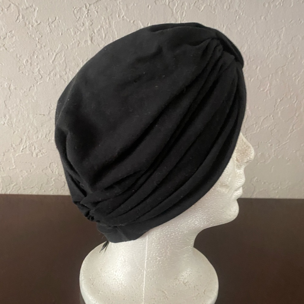 Vintage Turban Tyed Black Chalma Hat 1950’s-60’s Great Condition Stretchy Fabric - Picture 6 of 8